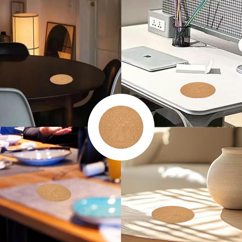 6 Pack Natural Cork Coasters, Round Drink Coasters for Coffee