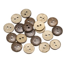 sourcing map 20pcs Coco Shell Buttons 15mm Handmade Sewing Crafts Replacement Round Button for Clothing Decoration DIY Accessories, Brown