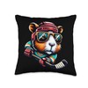 Ice Hockey Hamster Coolest Player Ever Throw Pillow