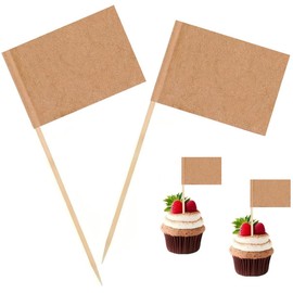 100 Pcs Blank Toothpick Flags Cheese Markers Food Labels for Party Buffet Cheese Labels for Charcuterie Board Cocktail Picks for Appetizers (Kraft)