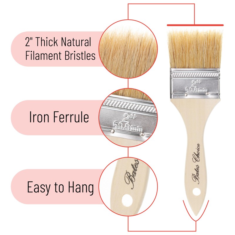 Bates- Chip Paint Brushes, 2 Inch, 24 Pack, Chip Brush,