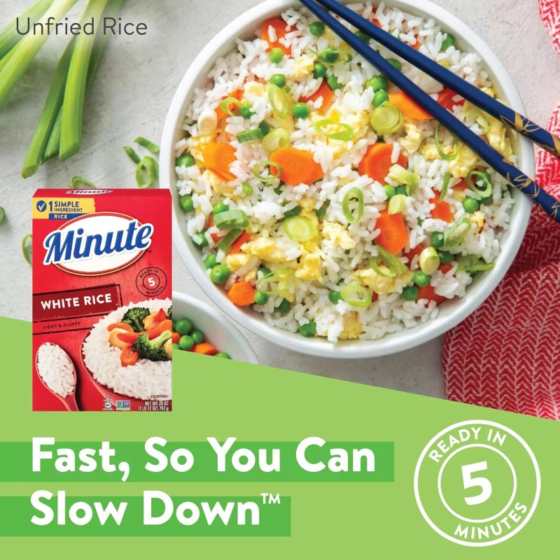 Minute White Rice, Instant White Rice for Quick Dinner Meals,