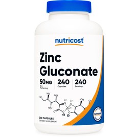 Nutricost Zinc Gluconate 240 Vegetarian Capsules (50mg) - Gluten Free and Non-GMO