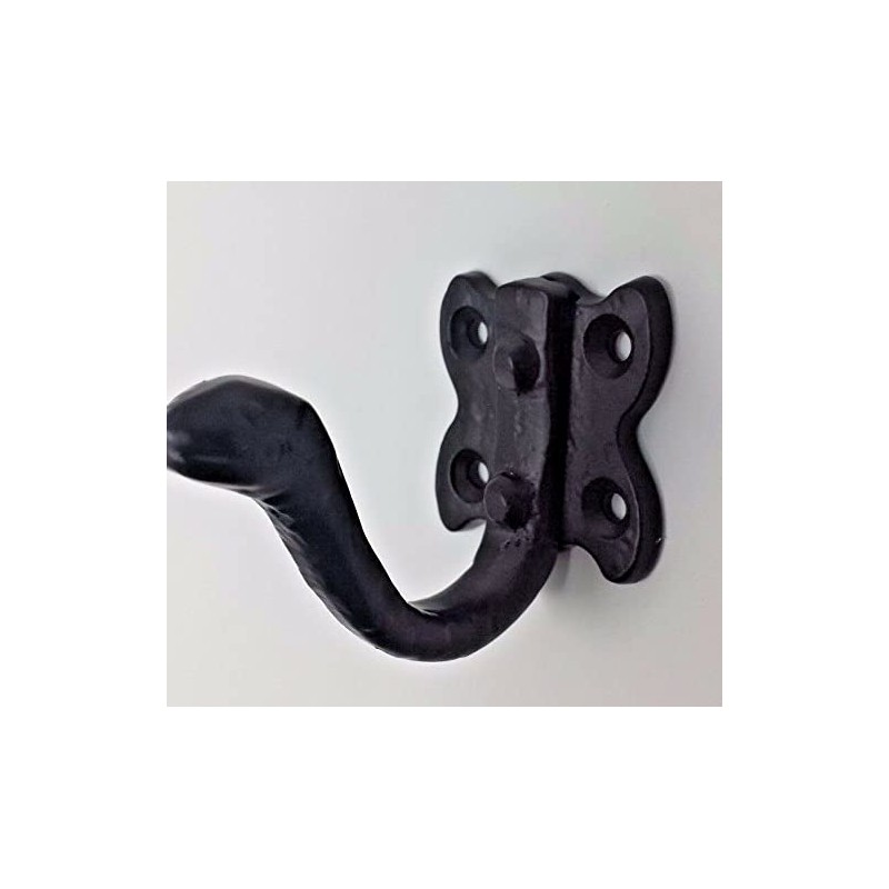 Pack of 2 Tudor Coat Hooks Black Wrought Iron Hammered