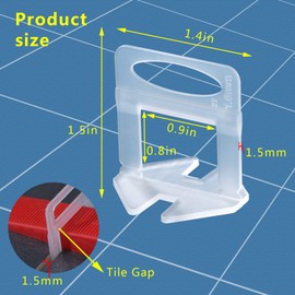 Tile Leveling System 1/16" Spacers Tile Leveler Clips DIY Tile Leveler Spacers 2000 Pcs for Professional Ceramic Tile and Stone Installation