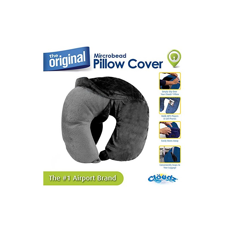 Cloudz Washable Travel Neck Pillow Cover - Black