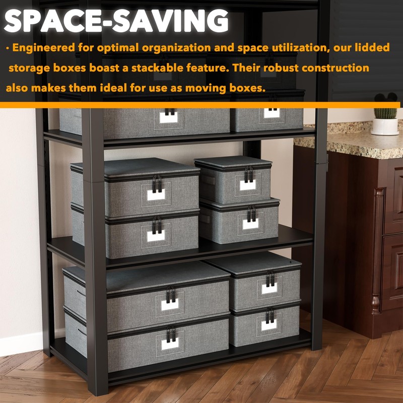 SpaceAid China Storage Containers 6 Pack, Stackable Hard Shell Quilted