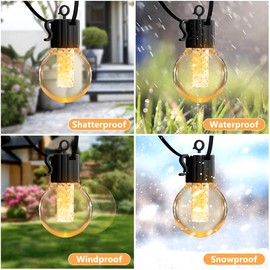 AvatarControls Brand New Solar G40 Warm White String Lights ,50LED Bulbs 55Feet Waterproof IP65