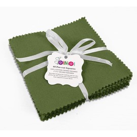 Soimoi Solid Olive Green Precut 5-inch Cotton Fabric Quilting Squares Charm Pack DIY Patchwork Sewing Craft