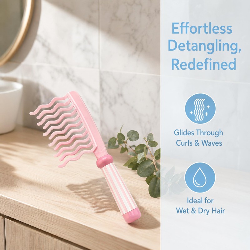 Wide Tooth Comb for Curly Hair, Dual Row Wave Teeth
