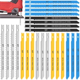 U-Shank Jig Saw Blade Set High Carbon Steel Assorted Saw Blades Sharp Fast Cut Down Jigsaw Blade for Wood Metal Plastic Cutting (24Pcs)