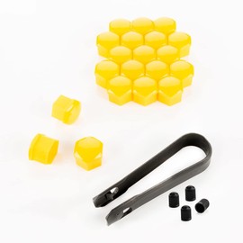 LST 20x Felgen Radschraube Abdeckkappen Sechskant Kappen Set 17 mm gelb glänzend
