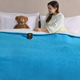 Bearhug Electric Blanket Twin Size 62" × 84", Navy Blue - Velvet & Sherpa Heated Blanket, 10 Heating Levels & 0.5-12H Auto Off, Over-Heat Protect, ETL Certification, Machine Washable