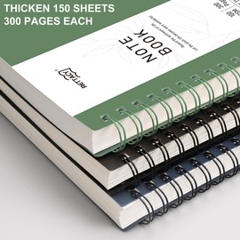 RETTACY Notebook B5 Polka Dots, Bullet Dot Grid Journal, Spiral Notebooks, 300 Sheets/150 Pages for Writing, 100 gsm, PVC Hard Cover, for Women, Men, Work, Office, School, 19 x 25 cm - Dark Green