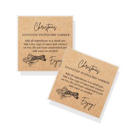 Christmas Stovetop Potpourri Simmer Instruction Cards | 30 Pack | 2.5 x 2.5" inches Square Card | Potpourri | Kraft Christmas Design