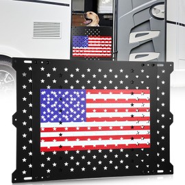 Gisafai 18" Adjustable RV Screen Door Protector, Aluminum Grille Guard for Dogs, Fits 22"-31.5" Wide Camper Doors, RV Entry Screen Door Shield, USA Flag and Star Design