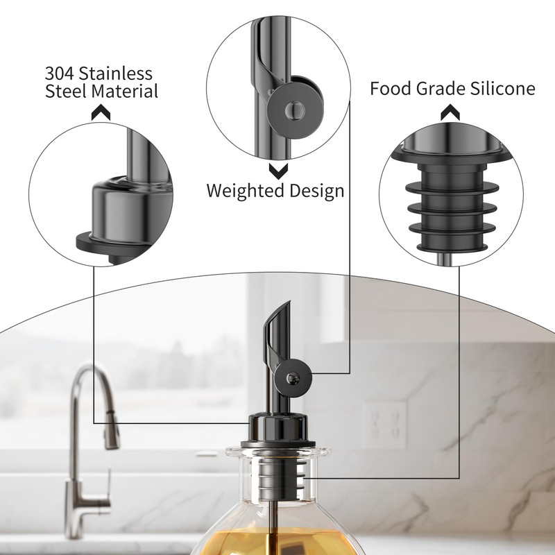 BETTFOR Auto Flip Liquor Pour Spouts 2-Pack, Leak-Proof 304 Stainless