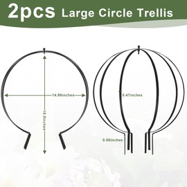 Metal Plant Circle Trellis, Garden Sculpture Globe Trellis for Climbing Plants Outdoor Potted Round Planter Trellis Black Décor Garden Ornament for Patio Doorway Home Urn Filler-18.5"x14.96", 2Pack