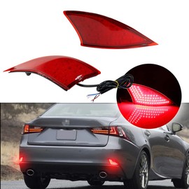 KENRTIR Red Lens LED Bumper Reflector Lights Tail Brake Rear Fog Lamps For 2014-2020 Lexus IS250 IS350 IS200t IS300