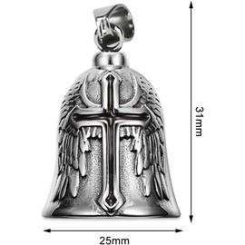 Funklu Pack of 2 Guardian Bell Keyrings Motorcycle Bell Gremlin Protection Accessories for Motorcycle, Bicycle, Electric Car (1 Keyring, 1 Necklace), Silver/Black, Dimensioni adeguate, Silver / black