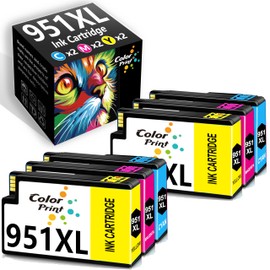 Color Print Compatible 951XL Ink Cartridge Combo Pack Replacement for HP 950 951 Color Ink 950XL for Office Jet 8600 Pro 251dw 276dw 8100 8610 8615 8620 8625 8630 Printer (6-Pack,2 Y, 2 M, 2 C)