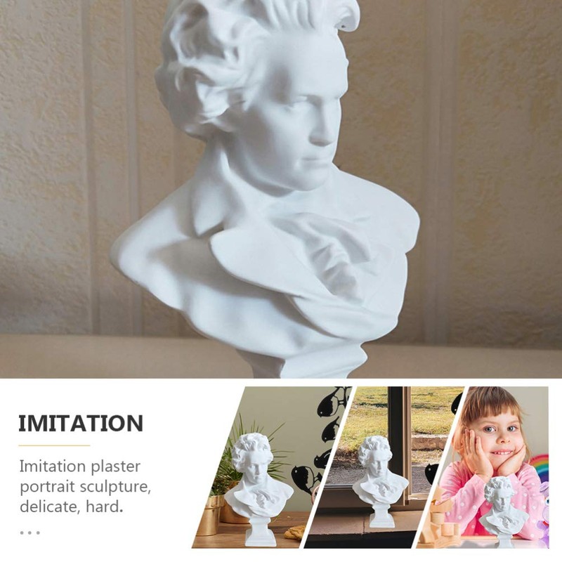 EXCEART Resin Sketch Figures Beethoven Bust Statue Figures Plaster Line