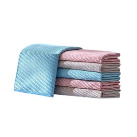 ALLIE ZENG Microfiber Glass Cleaning Cloths for Polishing Windows Glass Lint Free Rags Stainless Steel Car Kitchen Reusable, Pack of 6, PinkBlueBeige,Size:11.8" x 11.8"