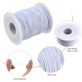 BATINO 1mm x 100m/328ft Elastic String for Bracelets Elastic Cord Beading Cord, Beading Thread for Jewellery Making Stretchy String Elastic for Bracelet Thread Rope Cord for Necklace Craft (White)