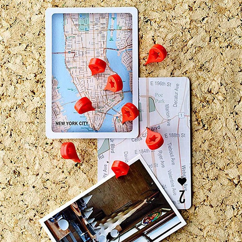 80 PCS Red Wooden Push Pins World Map Thumb Tacks