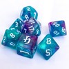Galaxy Swirl Polyhedral Dice Set, 7-Piece, Turquoise and Purple Glitter,