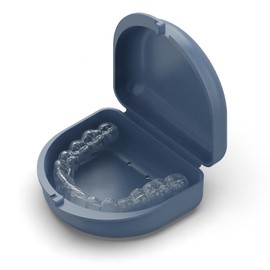 Retainer Case, Compatible with Invisalign, Aligner Case with Vent Holes, Mouth Guard Case Orthodontic Storage Container, Blue