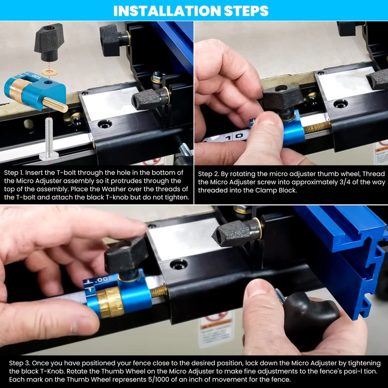 KMS7215 Micro-Adjuster Compatible with Band Saw and Router Table Fences