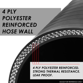 DNA MOTORING SH-2-12-BK 2" to 2" Black 12" Long Straight 3-Ply Silicone Hose for Turbo/Intercooler/Intake Piping