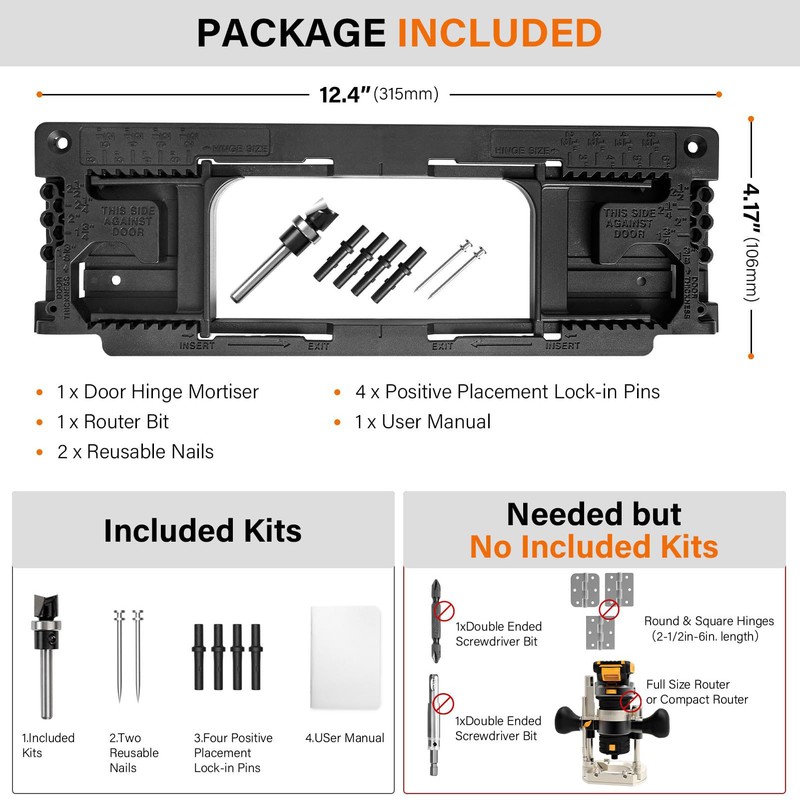 Hinge Drilling Jig Installation Locator Template for 2‑1/2 to 6