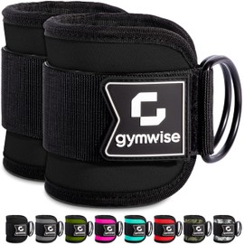 Gymwise Ankle Straps for Cable Machines - Perfect for Kickbacks, Glute & Lower Body Workouts - Adjustable Neoprene Padded Gym Cuffs (Black - Pair)