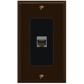 RiteAV CAT 6A 1 Port Shielded Cat6a Wall Plate 1 Gang Decorative - 1 Gang [Brown/Black]