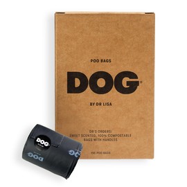 DOG by Dr Lisa Poo Bags | 100% Compostable & Biodegradable Dog Waste Bags | Plastic-Free, Vanilla-Scented with Handles | 6 Pack x 10 |