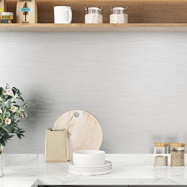 HotDecor 17.7 x 315 Silver Stainless Steel Wallpaper Peel and Stick Contact Paper for Kitchen Cabinets Thick Brushed Silver Metallic Wallpaper Adhesive Waterproof Contact Paper for Counter Appliance