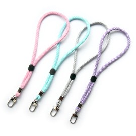 trage.band® Short Adjustable Wrist Strap with Carabiner Hook, 4 Bright Patterned