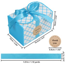 Belle Vous 20-Piece Cardboard Gift Box Set Rectangular with Ribbon & Sticker - 10 x 16.5 x 10 cm Paper Boxes with Lid - Small Gift Box for DIY Gift, Wedding, Party, Birthday Box, Pastry