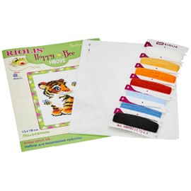 Riolis Kreuzstich-Set Tiger, Baumwolle, Mehrfarbig, 15 x 18 x 0.1 cm