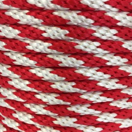 Derby Rope 5/8” x 200’ Solid Braid Multifilament Utility Propylene Rope, All Purpose MFP, Soft Touch Equestrian Derby Rope, Cord for Crafts, Sports, Landscaping, Horse Tack, Pets & Décor,Red and White