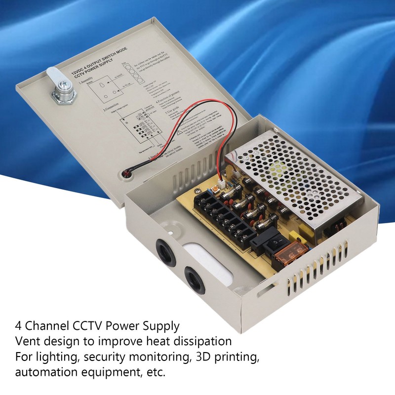 4 Channel 12V CCTV Power Supply 3A Fuse Closed Circuit