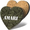 1 x Heart Coaster - Name Amari Camouflage Army Military