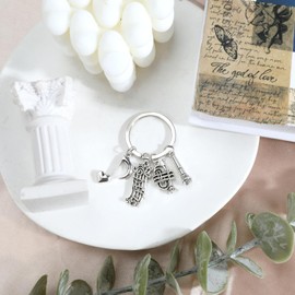 MUCOOS Music Keyring, Microphone, Music Pendant, Gift for Vocal Lovers, Musical Instrument Player, Cute Keyring, Exquisite Keyring, Gift for Women, silver