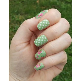 Floral Green Dot Flower Nail Polish Wraps - Nail Polish Strips