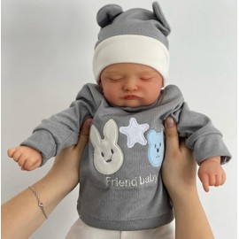 iCradle Lovely Real Look Reborn Baby Dolls Boy 20 inch 50 cm Soft Vinyl Baby Doll Realistic Sleeping Newborn Doll Painted Hair Toy for Kids 3+