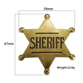 Sheriff Badges Adult,Retro Gold Star Badge,Honorary Hat Emblem Anniversary Commemorative Medal Emblem Western Sheriff Star Badge Pins Cowboy Accessories for Men,Alloy Brooch Meaningful Souvenir Gift