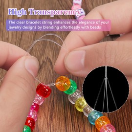 Tenn Well Stretchy Bracelet String, 328 Feet 0.8mm Clear Elastic String Bead Cord for Bracelets, Necklaces, Crafts, Jewelry Making Supplies (164 Feet/Roll)