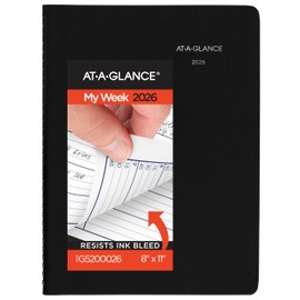 AT-A-GLANCE 2026 Appointment Book Planner, Weekly, 8" x 11", Large, Quarter-Hourly, DayMinder, Black (G5200026)